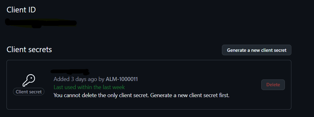 Copiar ID y secreto de cliente